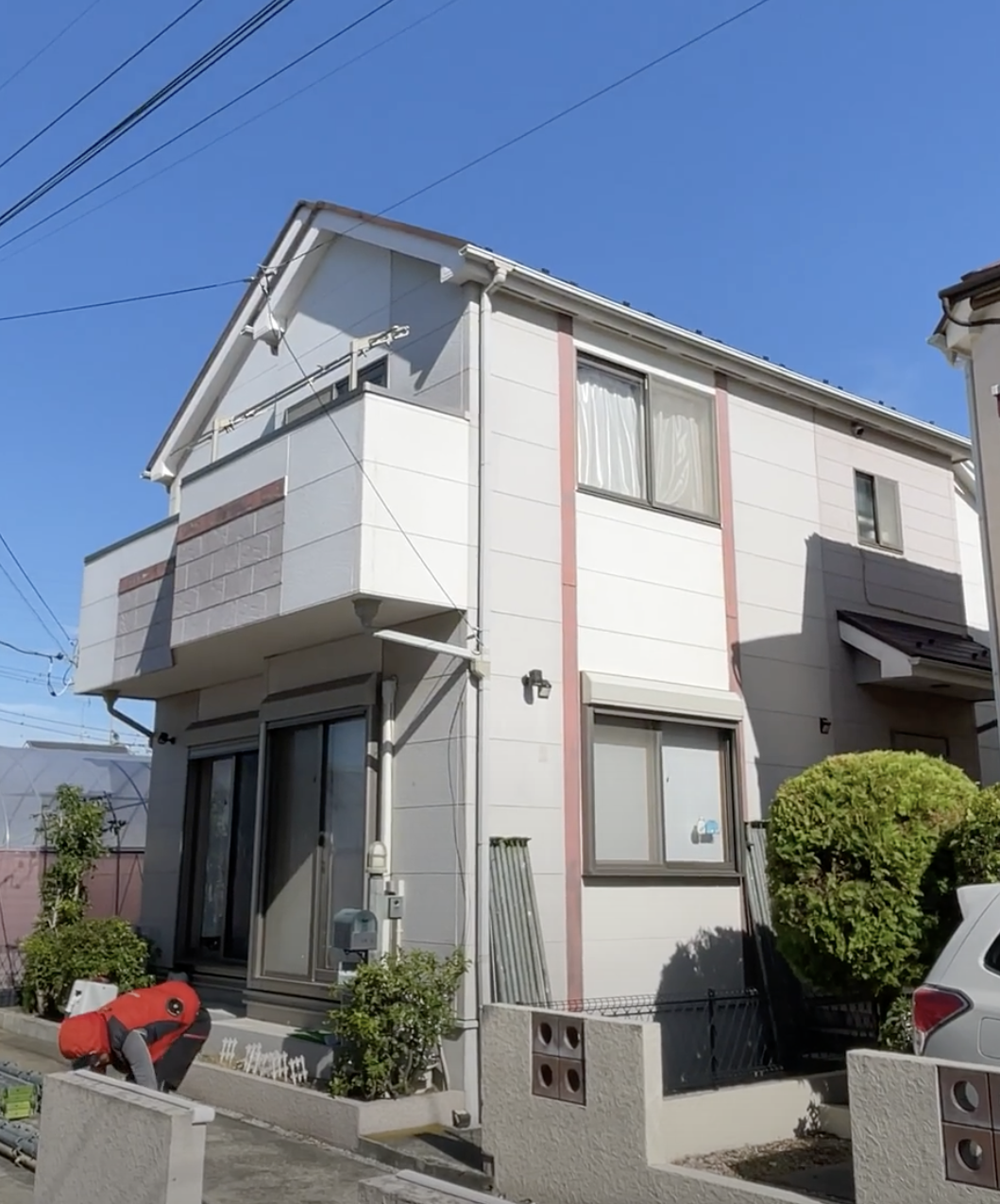 東京都足立区(外壁塗装/屋根カバー/ホワイト/ブラウン/ツートーン)Before画像