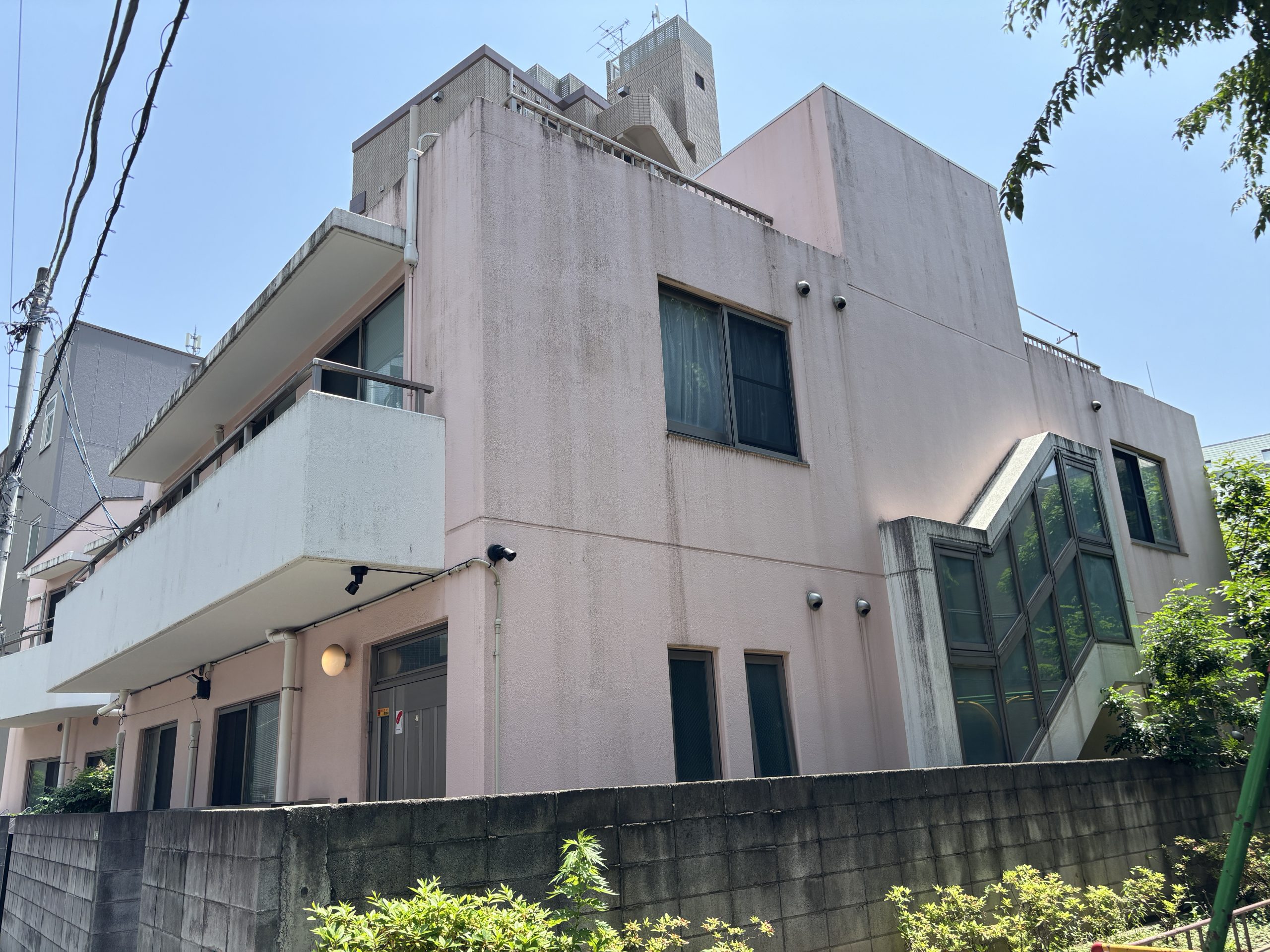 東京都文京区（大規模修繕工事/外壁塗装/ウレタン防水/ベージュ）Before画像