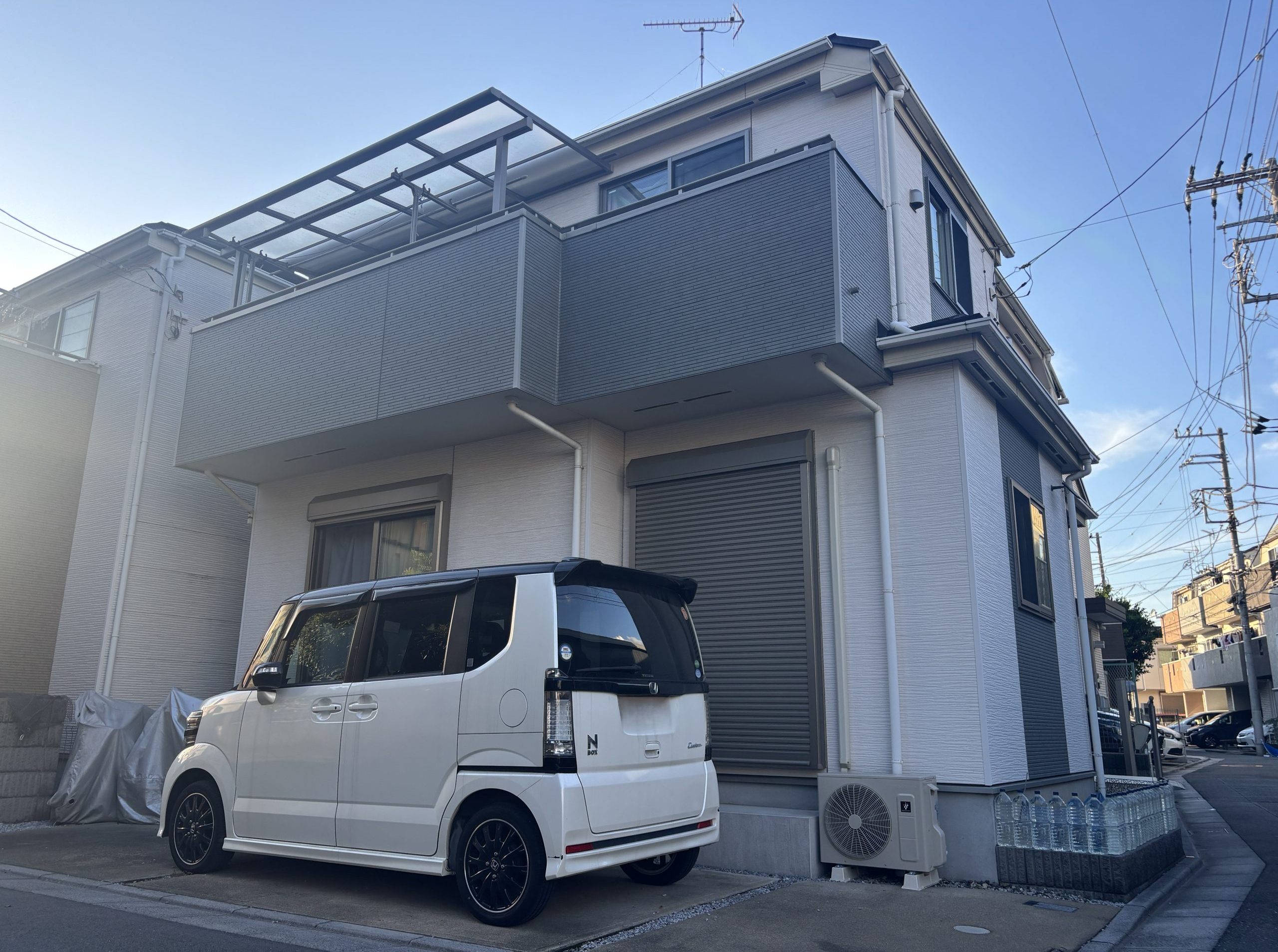 東京都足立区（外壁塗装/屋根塗装/アイボリー/クリヤー/ブルー）Before画像